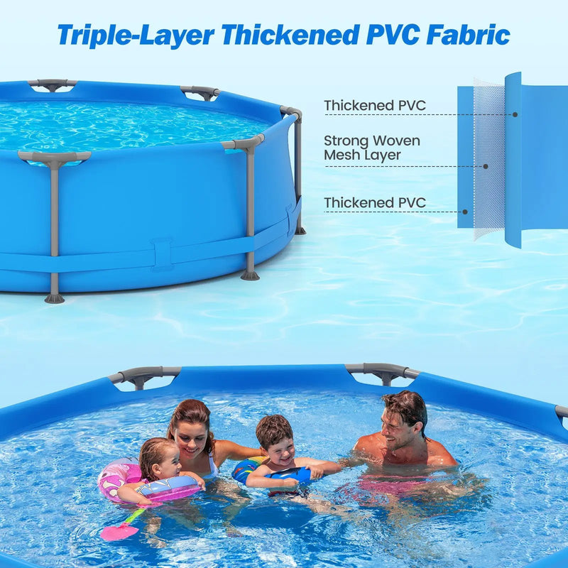 690/978/1158/1617 Gal Outdoor Family Swimming Pool with Metal Frame by DirectDeals