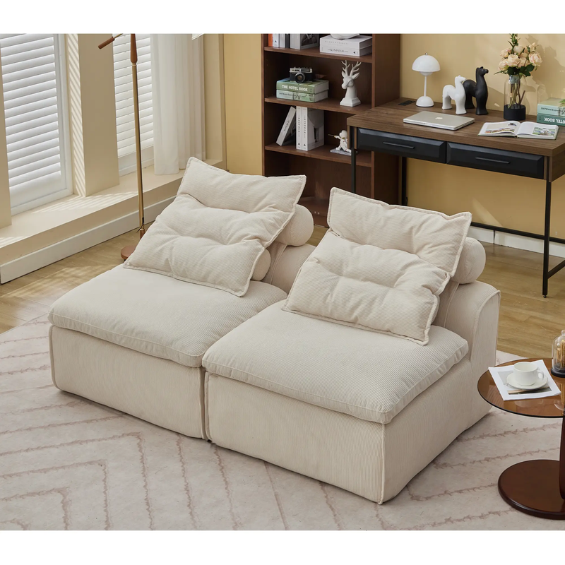 Modular Sofa with Neck and Lumbar Pillows - 2 Seats by HouseOfZazla