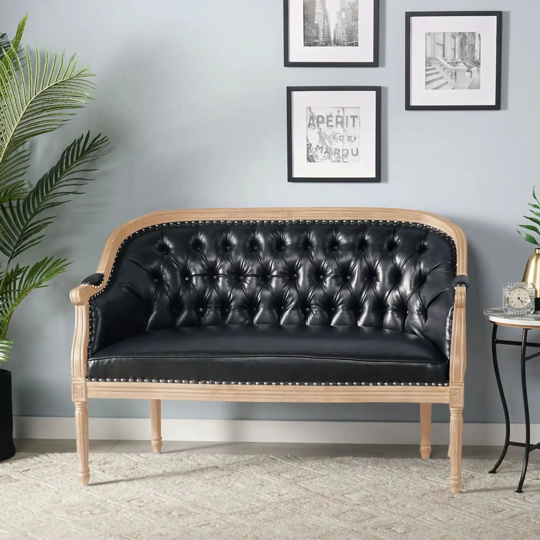 French Country Chesterfield Style Tufted Loveseat by HouseOfZazla