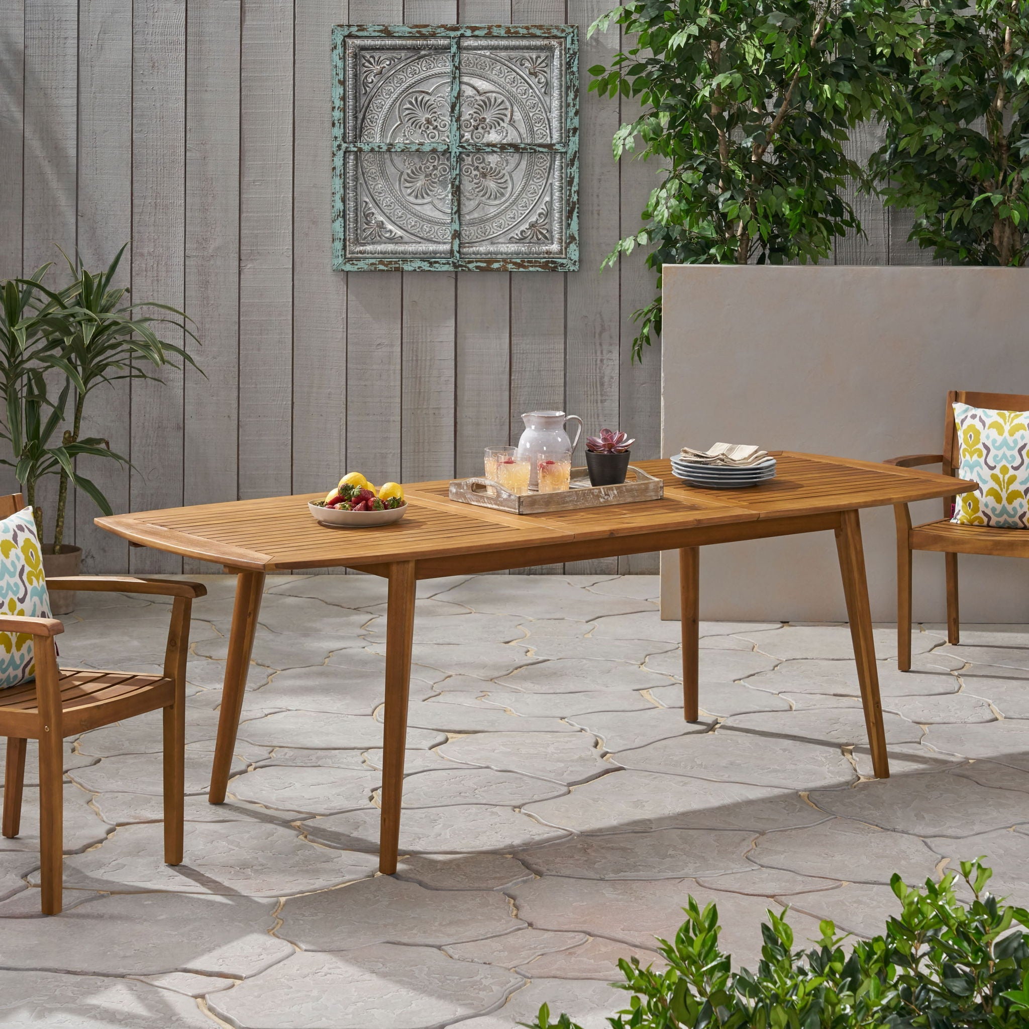 Placidity Outdoor Expandable Dining Table with Slatted Tabletop and Tapered Legs by HouseOfZazla