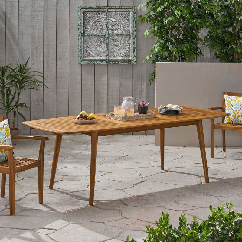 Placidity Outdoor Expandable Dining Table with Slatted Tabletop and Tapered Legs by HouseOfZazla