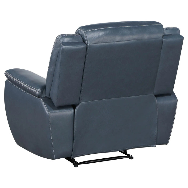 Brier - Upholstered Padded Arm Recliner Chair With Manual Recline And Pillowtop Arms - Blue by HouseOfZazla