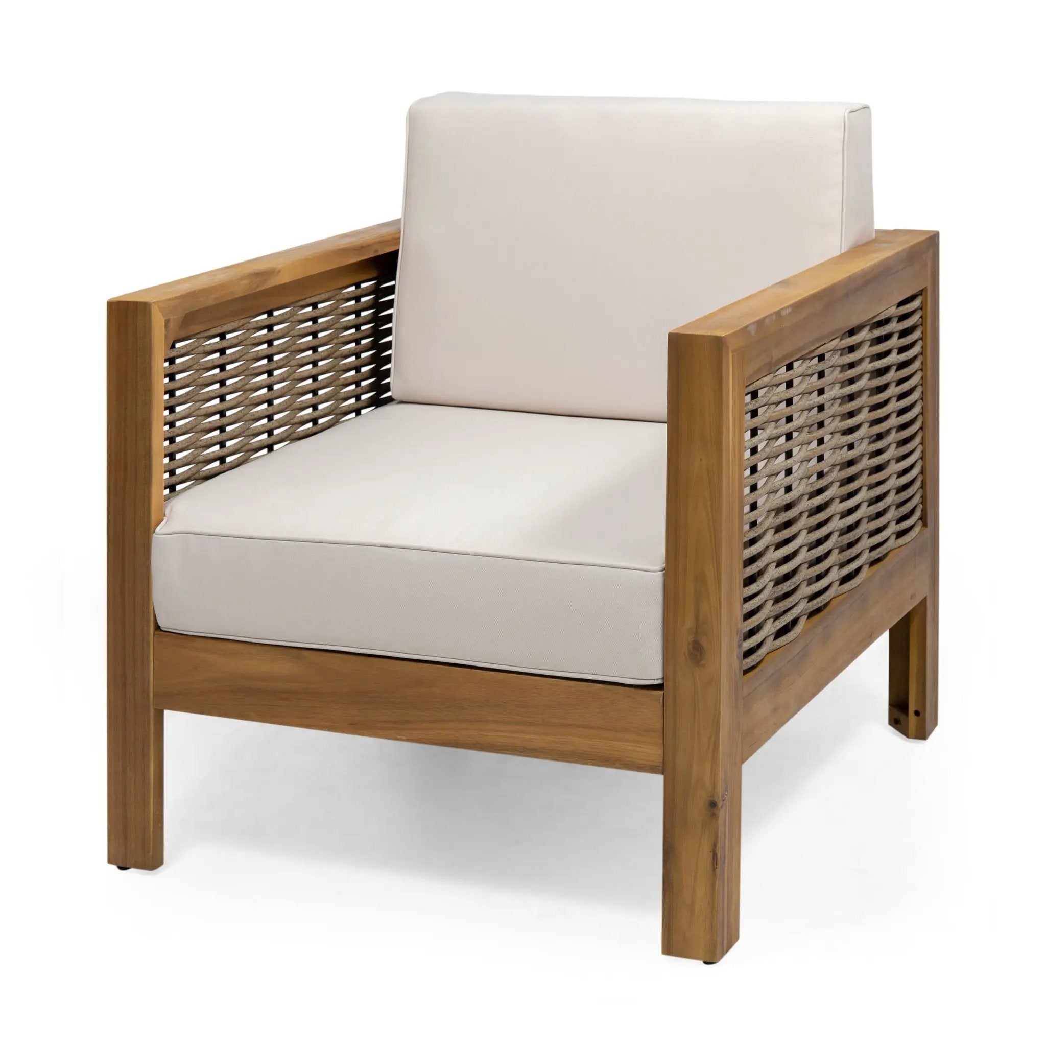 Outdoor Acacia Wood Club Chair With Wicker Accents by HouseOfZazla