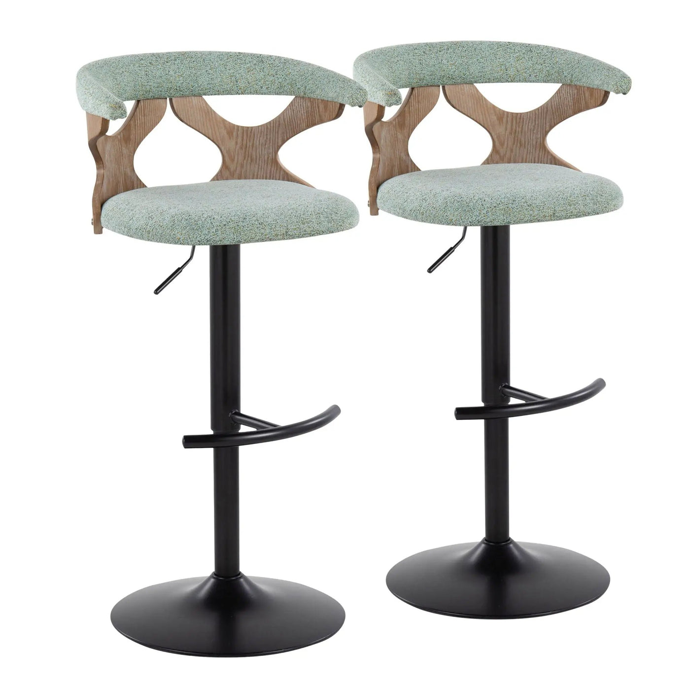 Gardenia - Contemporary Adjustable Barstool With Swivel With Rounded T Footrest (Set of 2) by HouseOfZazla