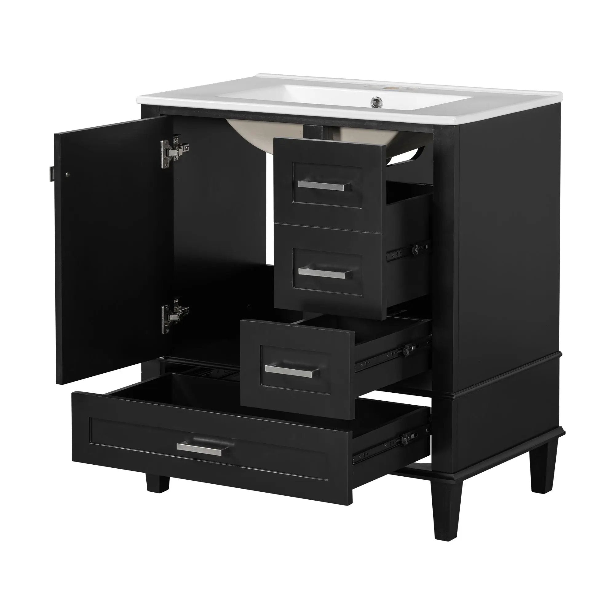 Bathroom Vanity, Modern Bathroom Cabinet With Sink Combo Set, Bathroom Storage Cabinet With A Soft Closing Door And 3 Drawers, Solid Wood Frame by HouseOfZazla