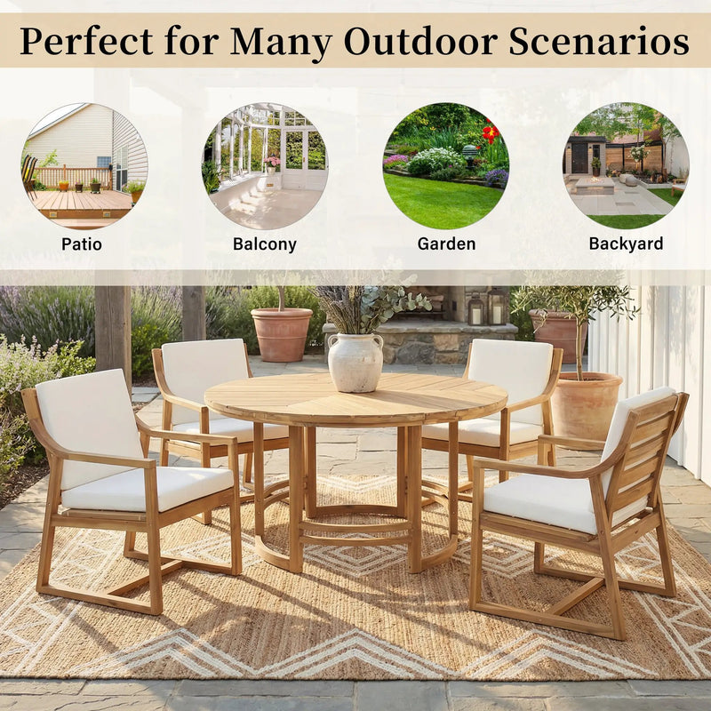 Outdoor Dining Set 5-Piece Patio Table And Chairs Set with Umbrella Hole by HouseOfZazla