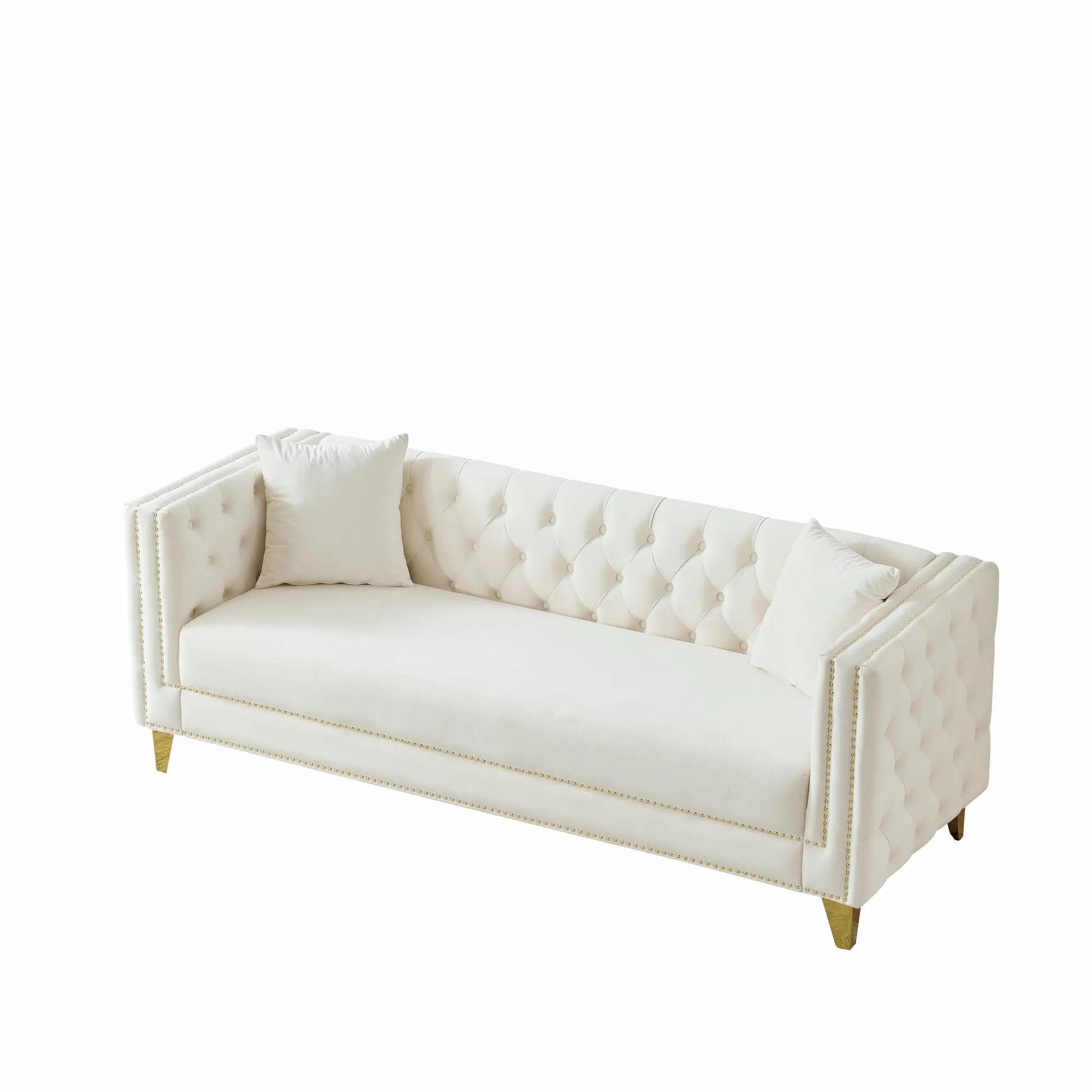 3 Seater Deep Seat Sofa, Sofa With Button Nailhead, Square Arm by Unique Piece Furniture