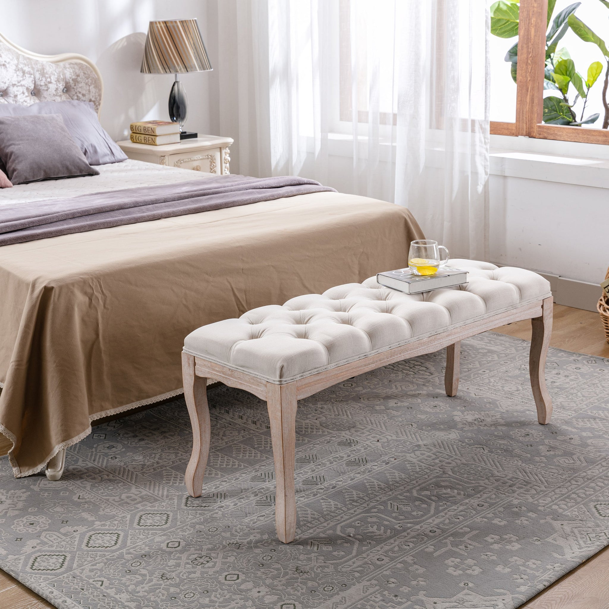 Bedroom Bench French Vintage Tufted Entryway Bench by HouseOfZazla