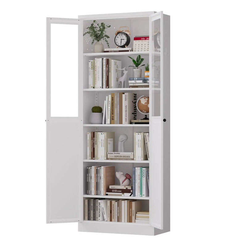 Tall Metal Kitchen Pantry Cabinet With Adjustable Shelves And Silent Magnetic Doors - White by HouseOfZazla