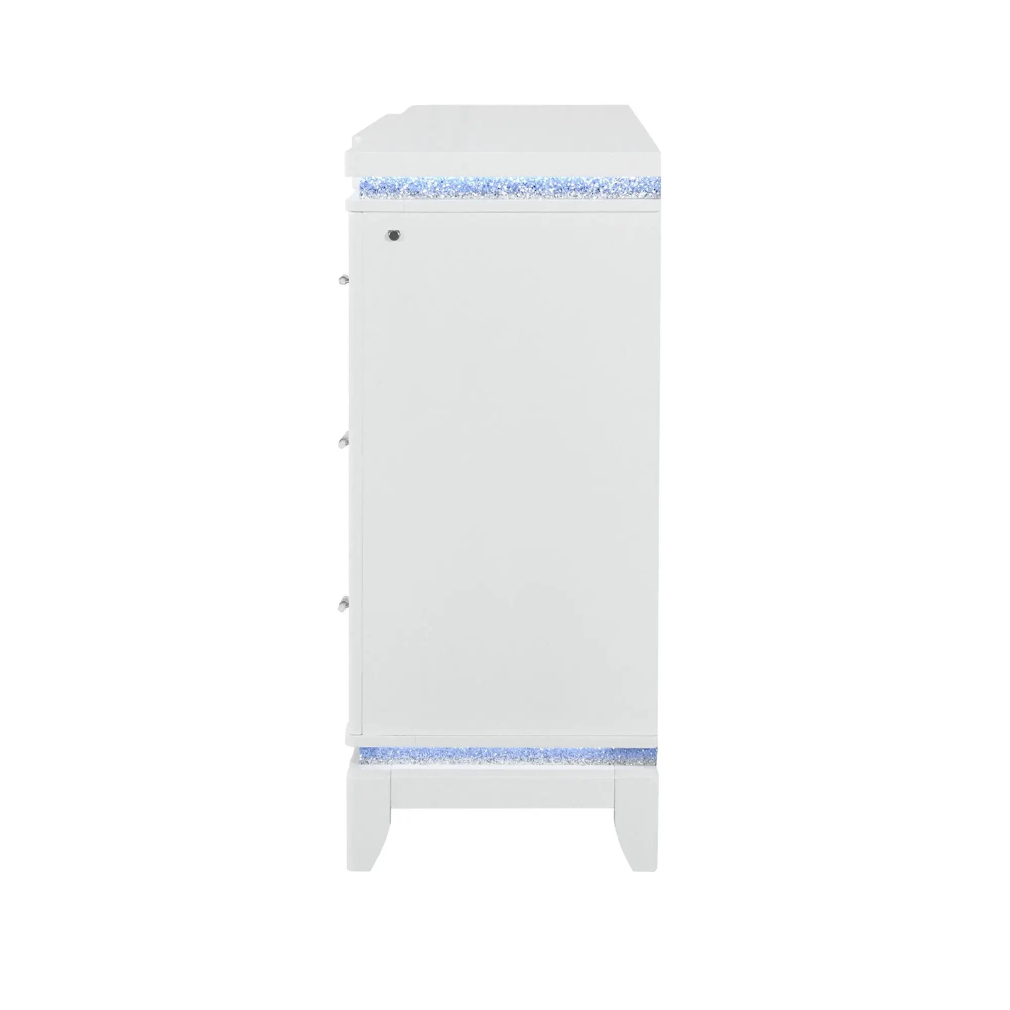 Adalid - Dresser With LED Light And Glittered Drawer Fronts - White