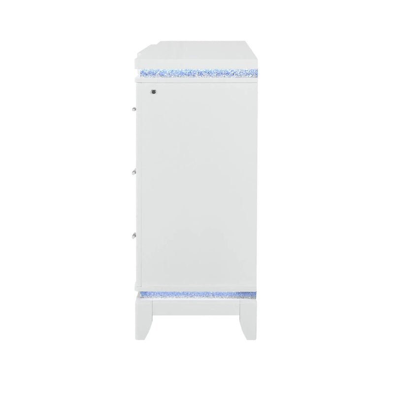 Adalid - Dresser With LED Light And Glittered Drawer Fronts - White