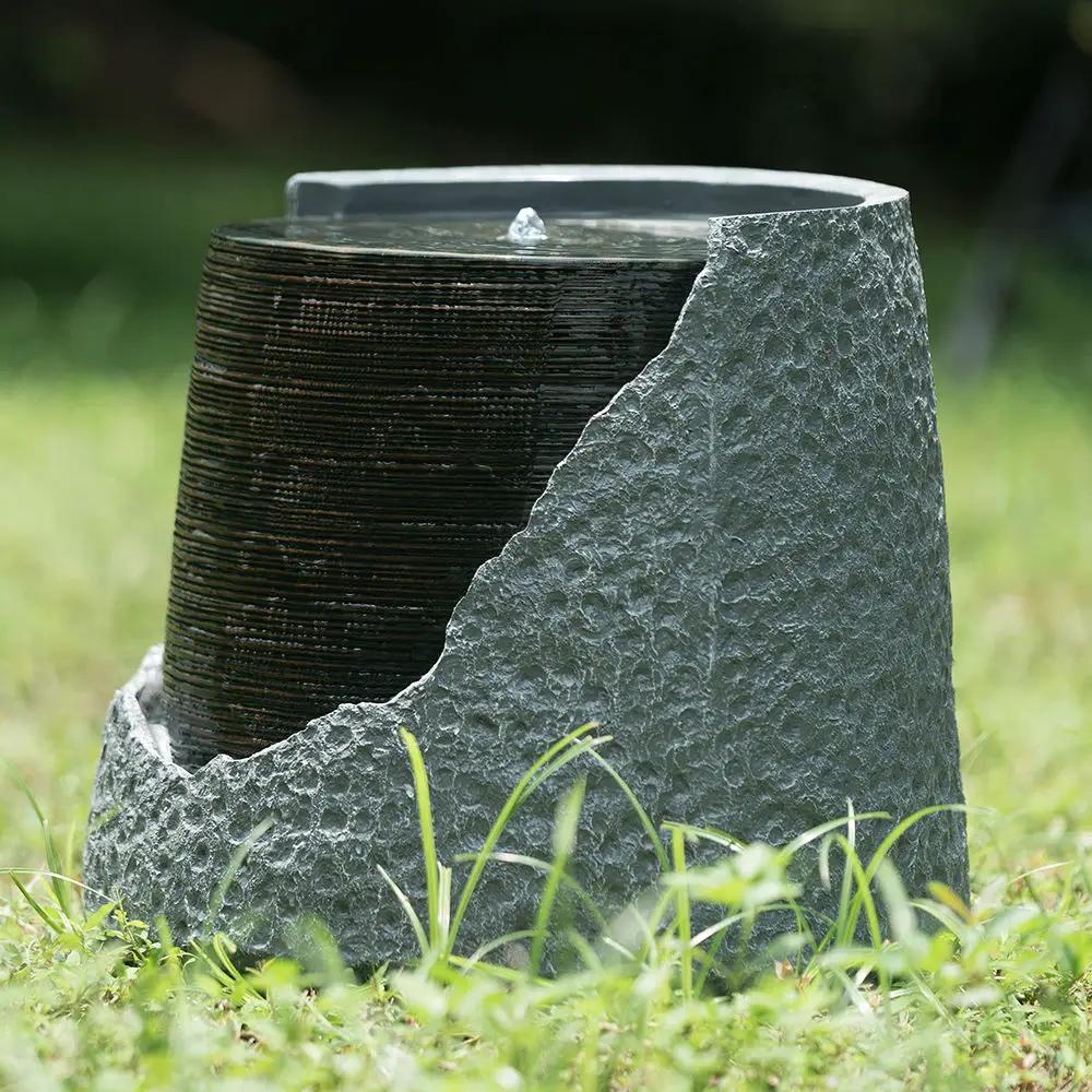 Indoor Outdoor Water Fountain, Unique Broken Urn Fountain Chic Dynamic Modern Design With Light For Garden by Unique Piece Furniture