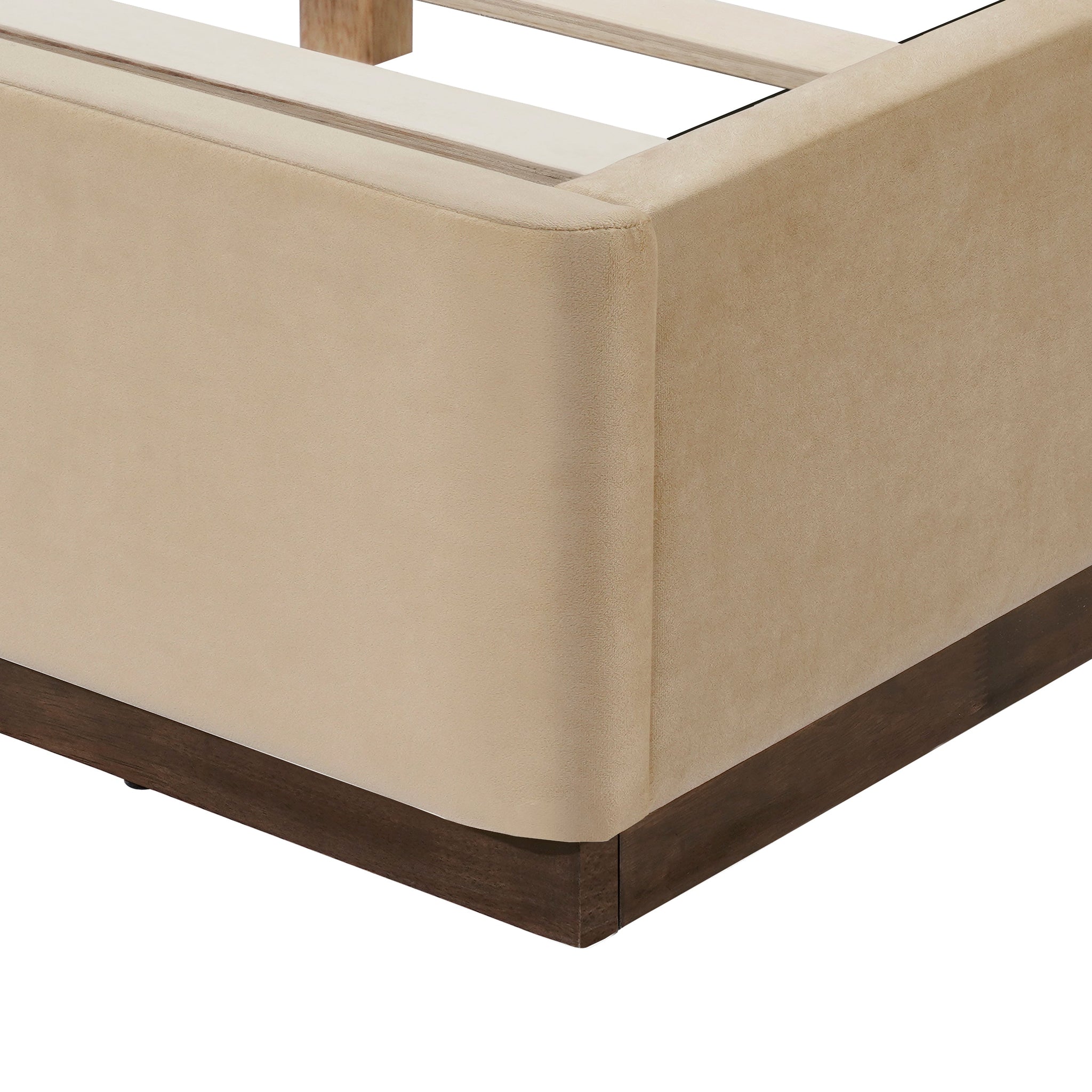 Queen Size Upholstered Bed Frame with Velvet Fabric Thick Headboard by HouseOfZazla