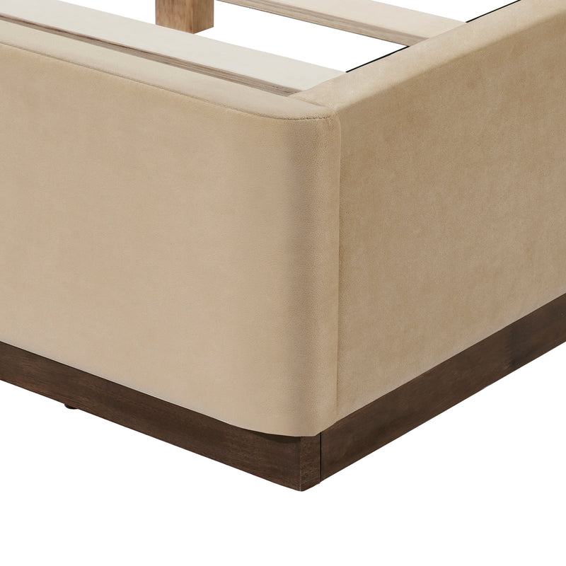 Queen Size Upholstered Bed Frame with Velvet Fabric Thick Headboard by HouseOfZazla