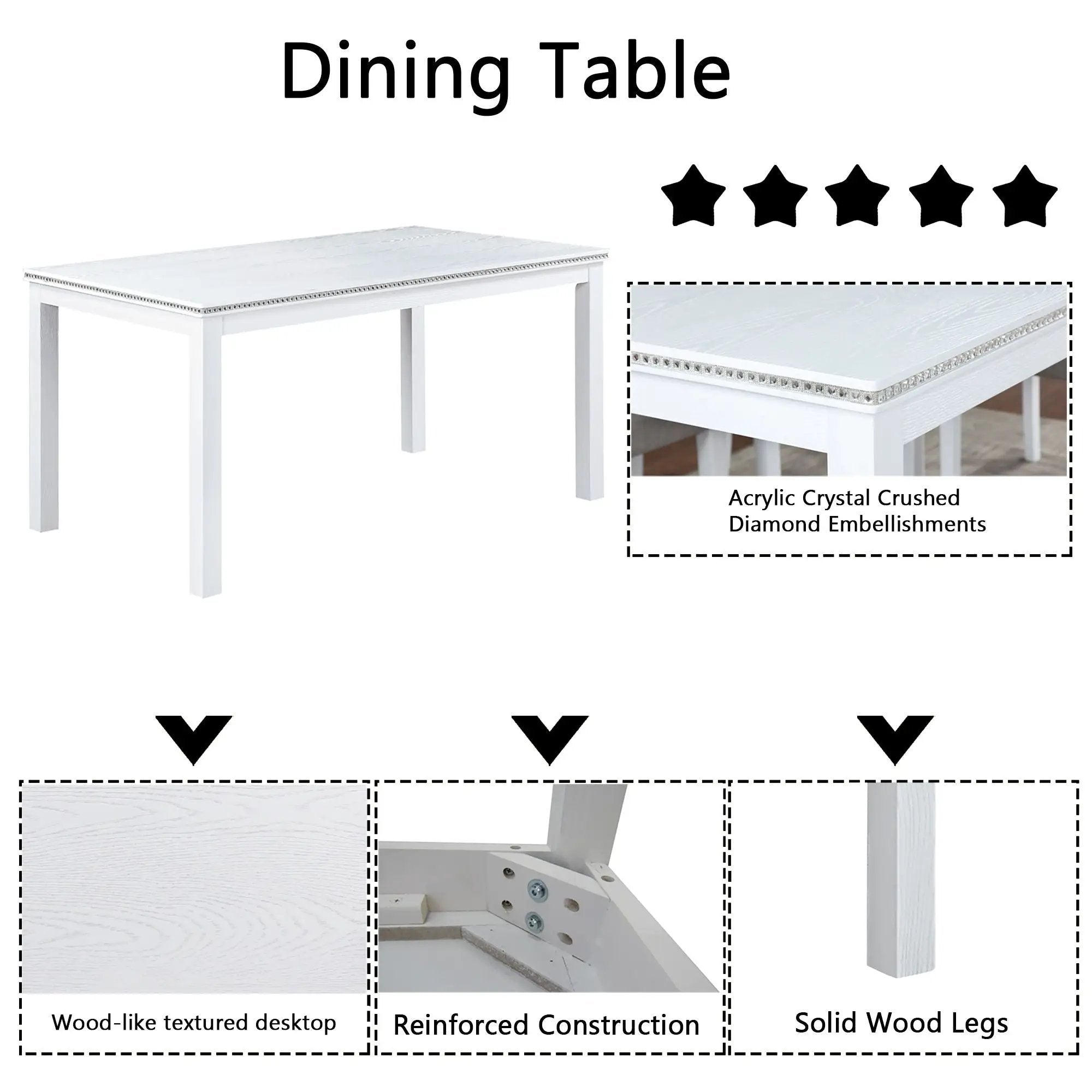 Dining Table Set With Crystal Decoration And Upholstered Chairs by Unique Piece Furniture