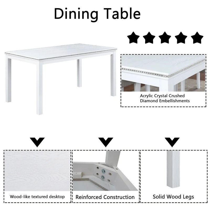 Dining Table Set With Crystal Decoration And Upholstered Chairs by HouseOfZazla
