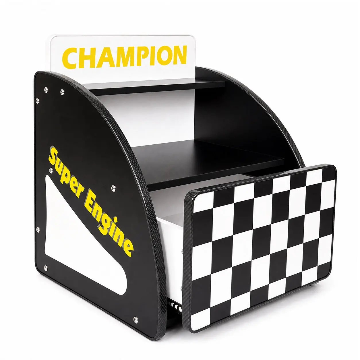 Kids Racing Car Nightstand with Open Storage Shelf by HouseOfZazla