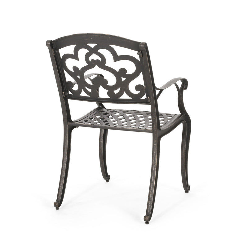 Cast Aluminum Dining Chair With Hand Crafted Details - Copper by HouseOfZazla