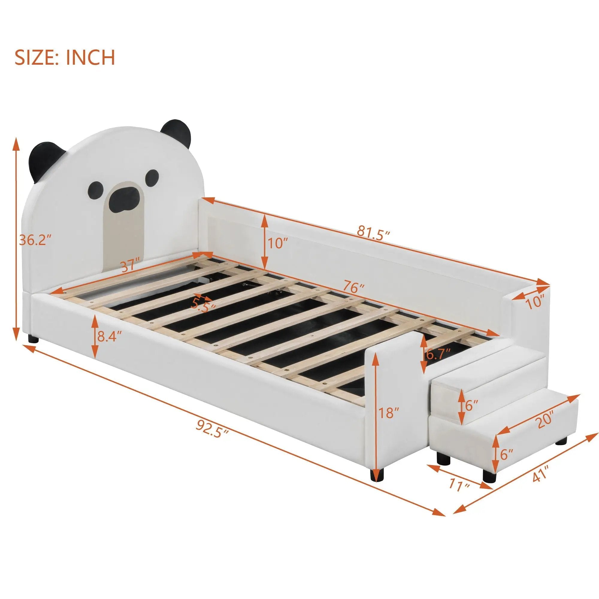 Upholstered Daybed With Bear Shaped Headboard, Hydraulic System And Breathable Fence by Unique Piece Furniture