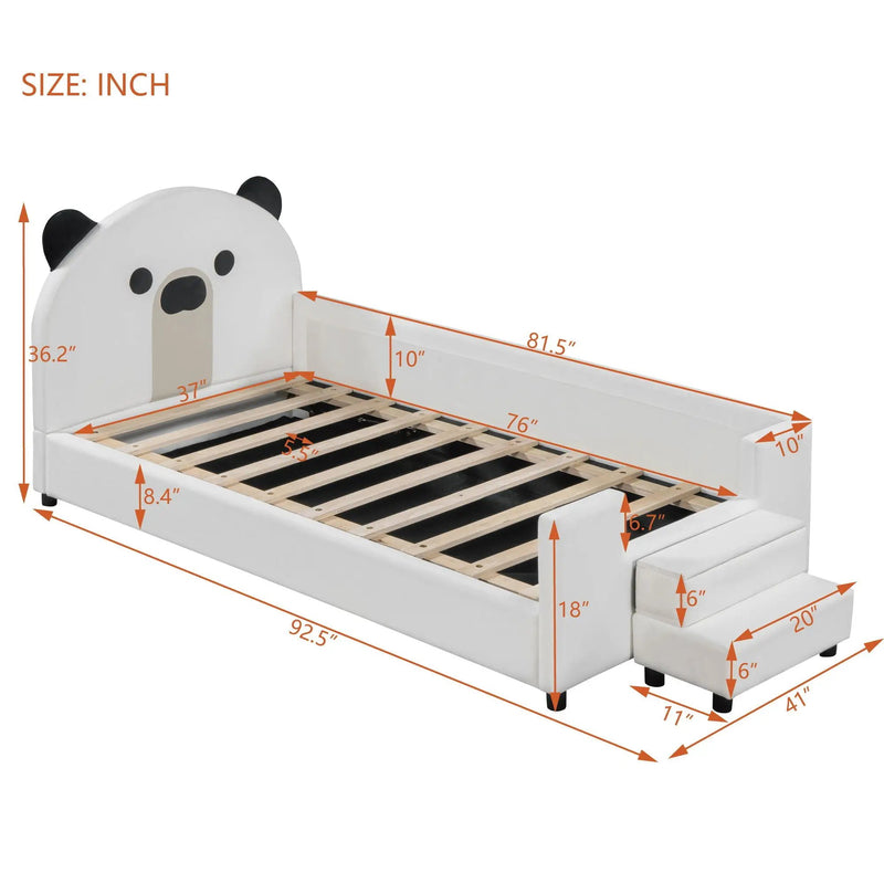 Upholstered Daybed With Bear Shaped Headboard, Hydraulic System And Breathable Fence by Unique Piece Furniture