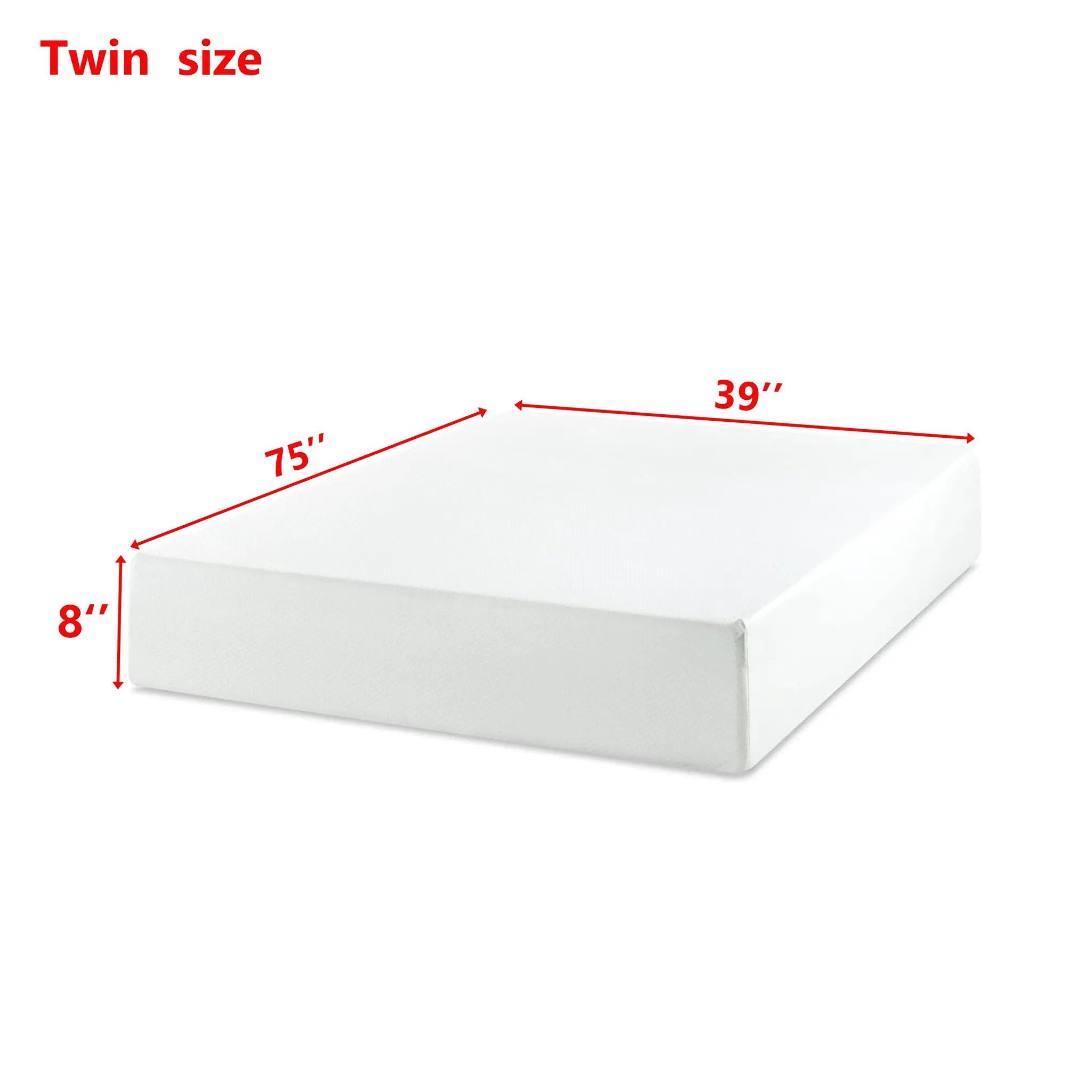 8" Twin Green Tea Memory Foam Mattress In Box - White by HouseOfZazla