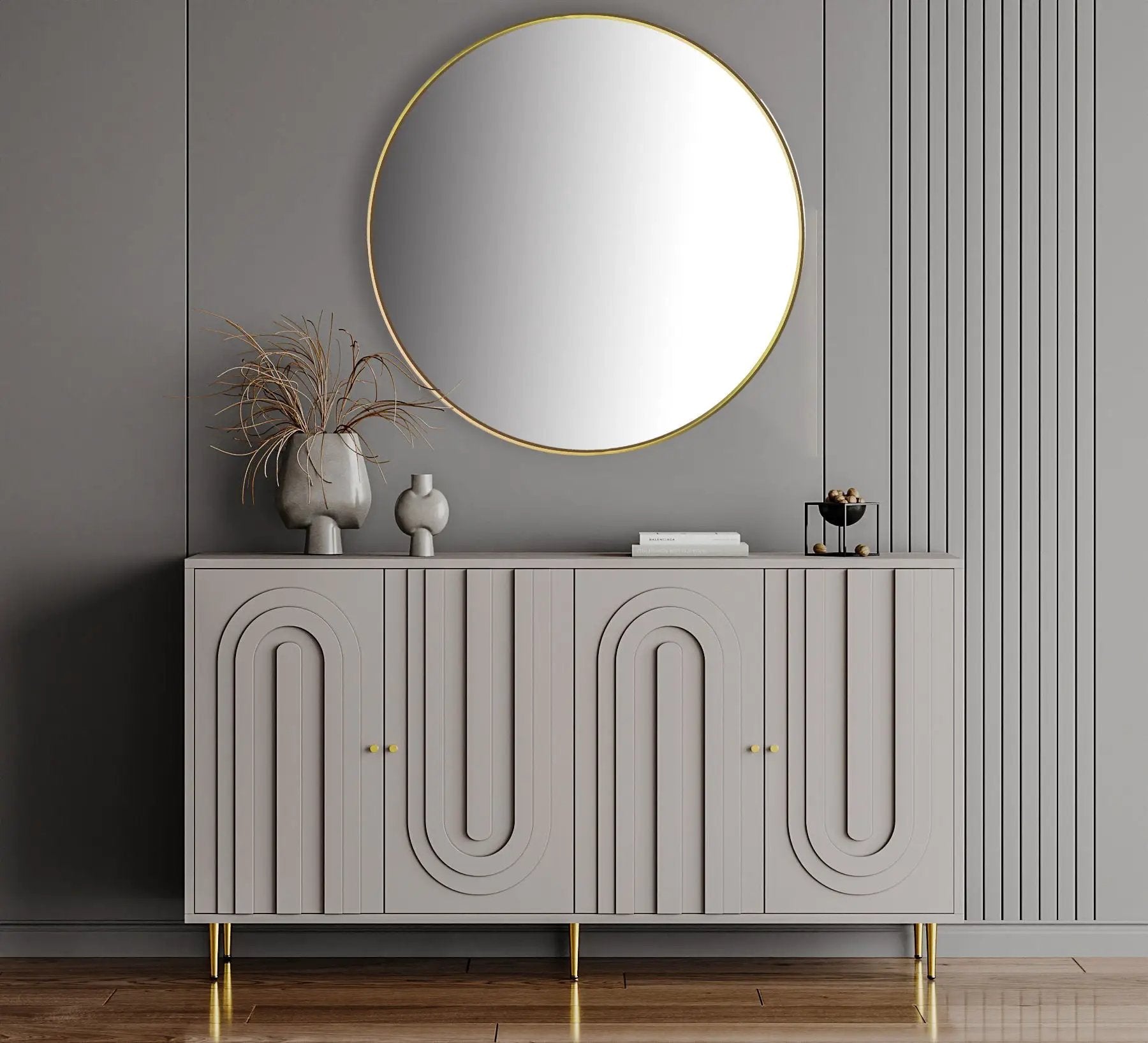 Modern Lacquered 4 Door Cabinet Sideboard Buffet Server Cabinet Storage Cabinet, For Living Room, Entryway, Hallway, Office, Kitchen And Dining Room by Unique Piece Furniture