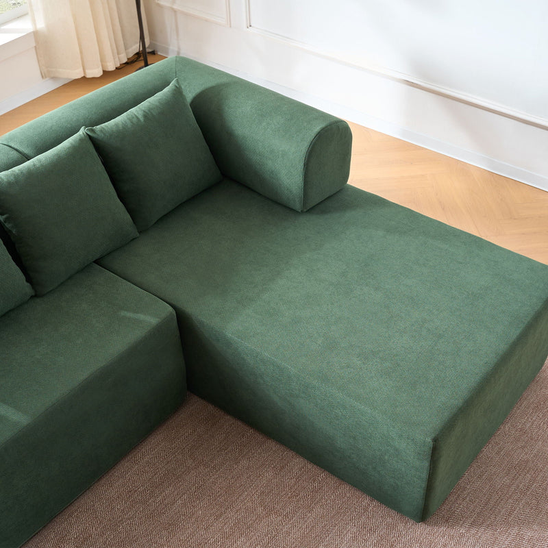 Modular L-Shaped Sectional Sofa With Deep Seat, Movable Chaise & 5 Pillows by HouseOfZazla
