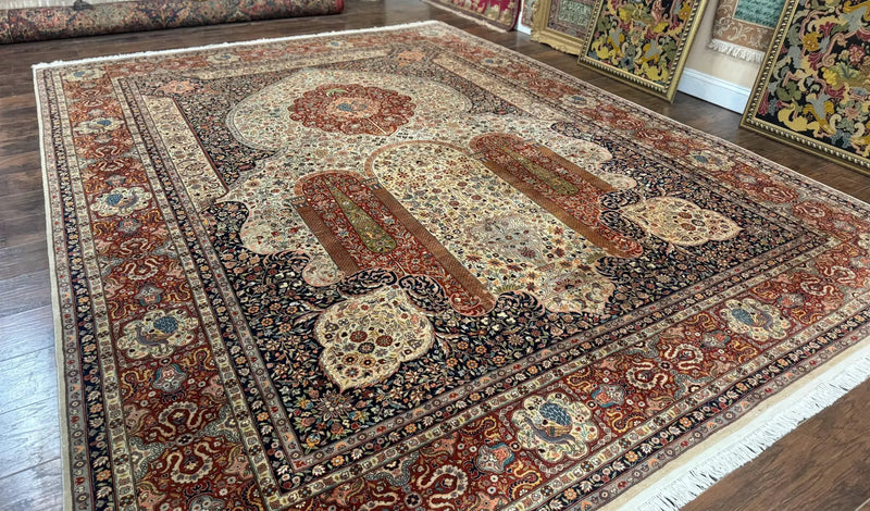 Wonderful Pak Persian Rug 9x12, Very Fine 260 KPSI, Floral Peacocks, Handmade Vintage Wool Rug by Jewel Rugs