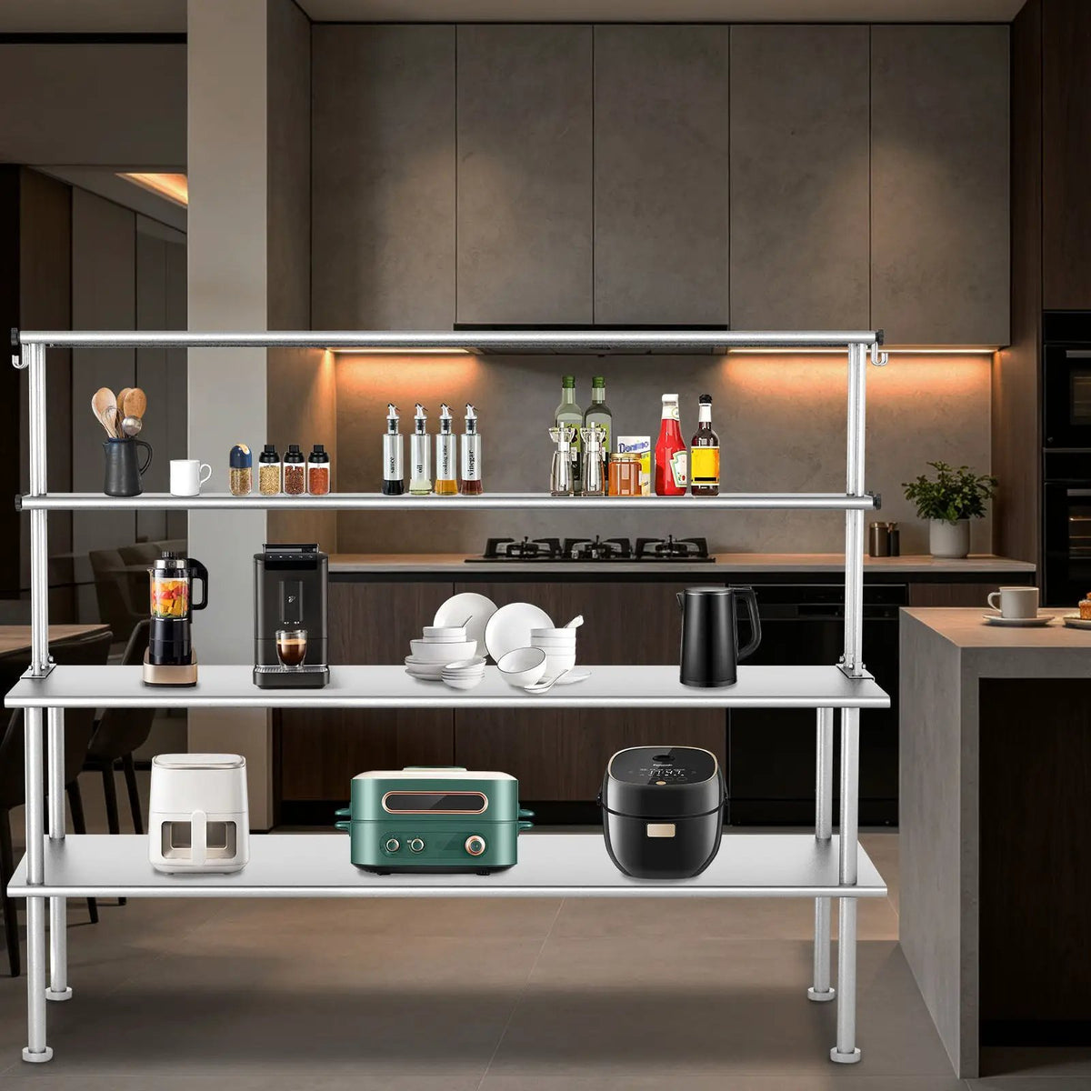 72 Inch Adjustable Stainless Steel Kitchen Rack by HouseOfZazla