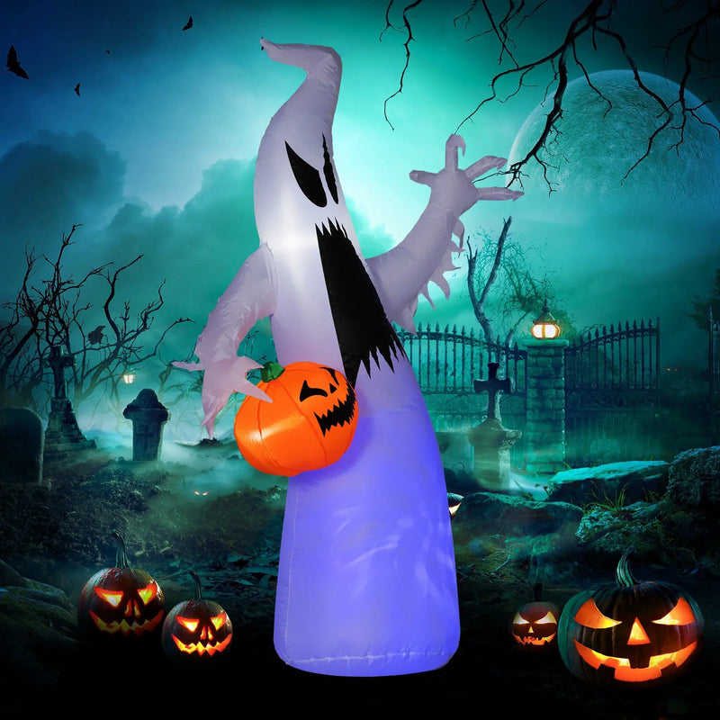HOMCOM 5.9' Halloween Inflatable Outdoor Decoration Ghost with Pumpkin by HouseOfZazla