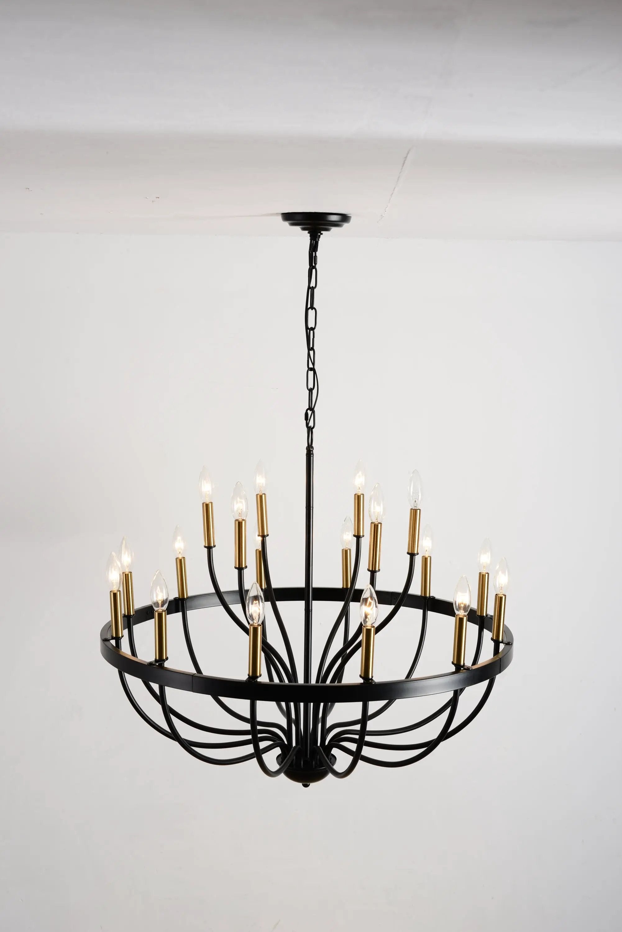 15-Light Industrial Iron Candle Chandelier Modern Farmhouse Pendant Light by HouseOfZazla