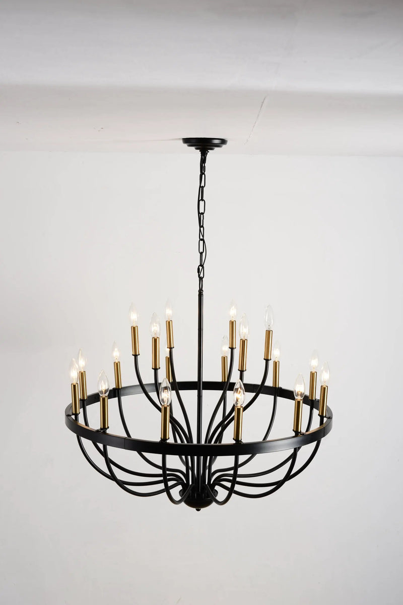 15-Light Industrial Iron Candle Chandelier Modern Farmhouse Pendant Light by HouseOfZazla