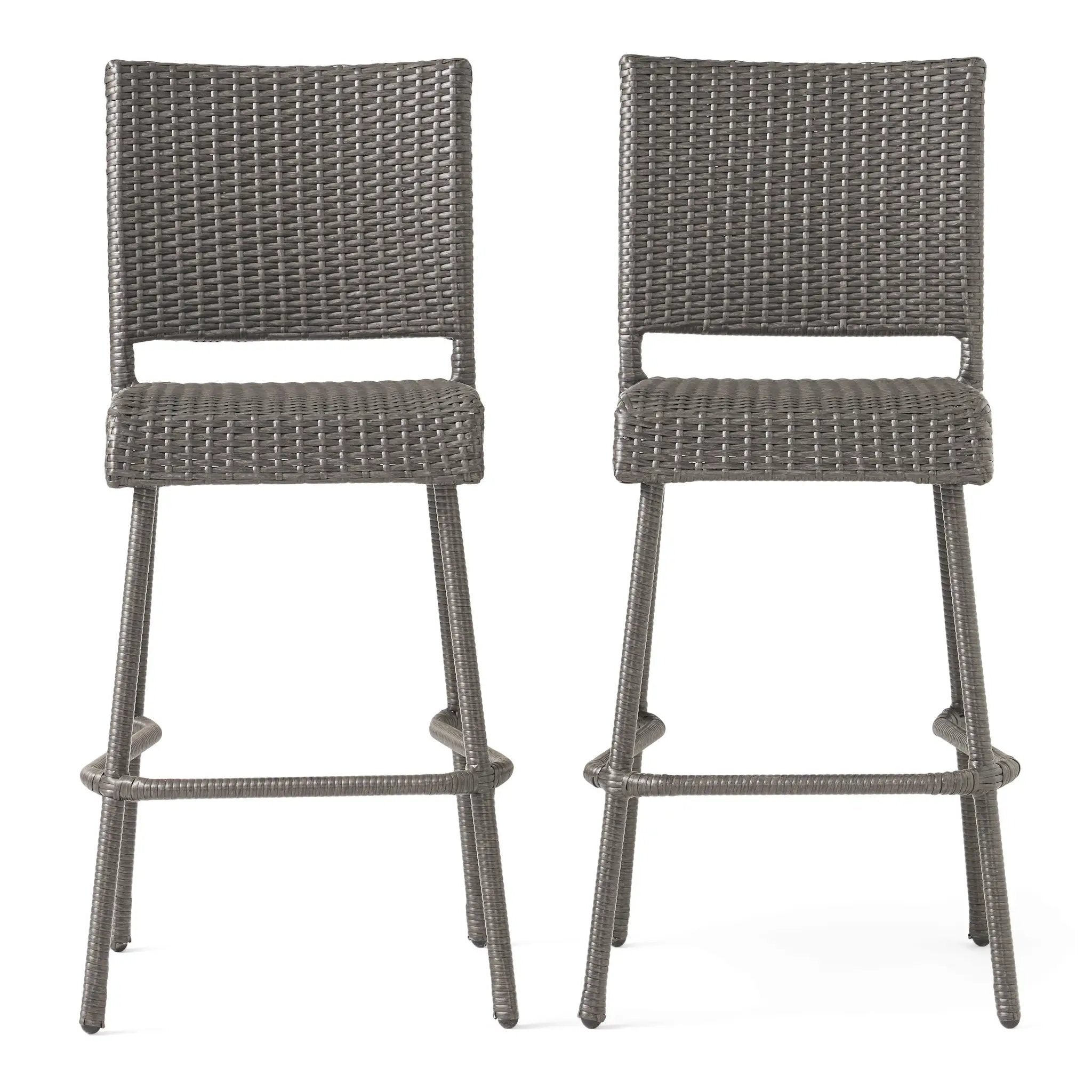 29" Outdoors PE Rattan Armless Barstools, Set of 2 by HouseOfZazla