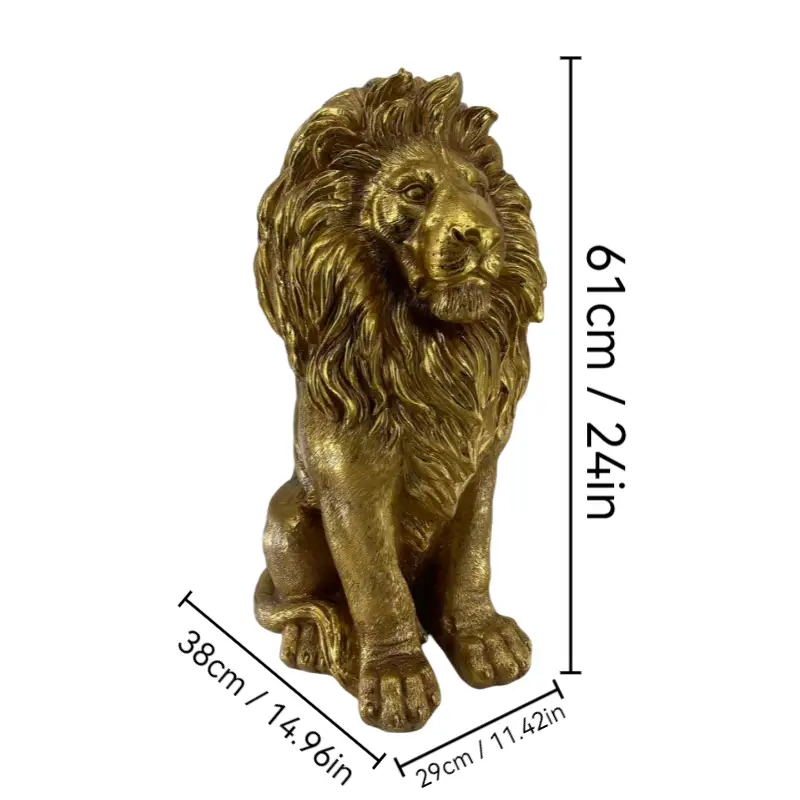 24" Lion Statue, Resin Outdoor Guardian Sculpture by HouseOfZazla