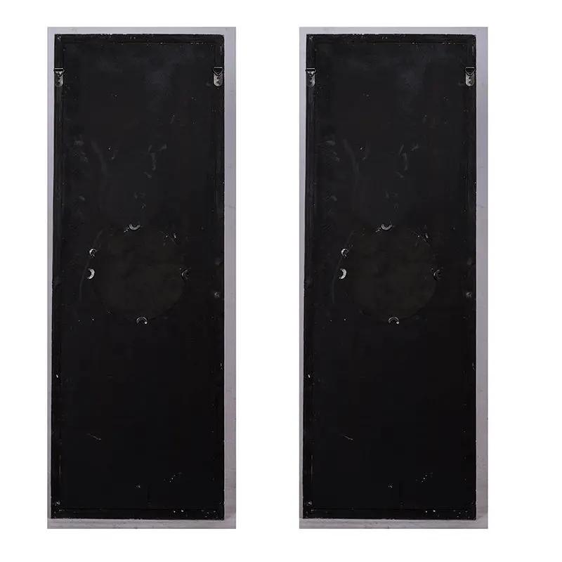 Large Wooden Wall Art Panels With Distressed Round Mirror Accents (Set of 2) - White by HouseOfZazla