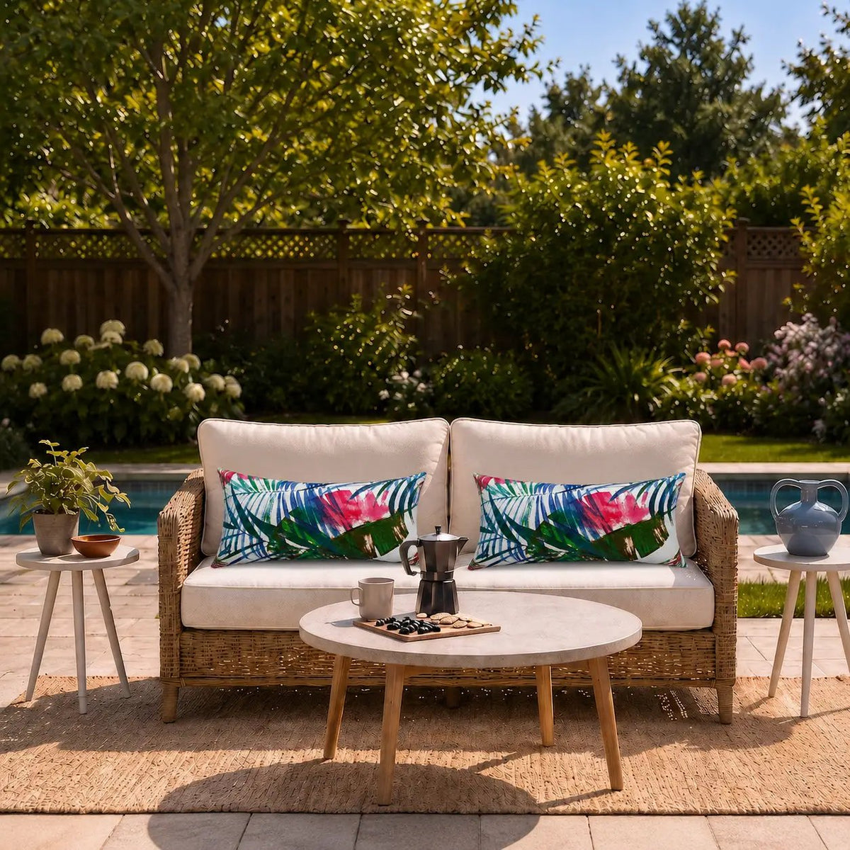 4 Pack Outdoor Lumbar Pillow with Inserts – Tropical Floral by HouseOfZazla