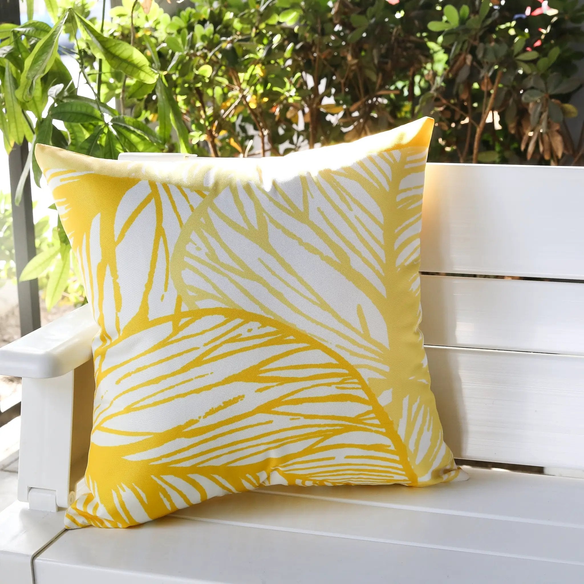 Leaf Vein Yellow Outdoor & Indoor Pillow by HouseOfZazla