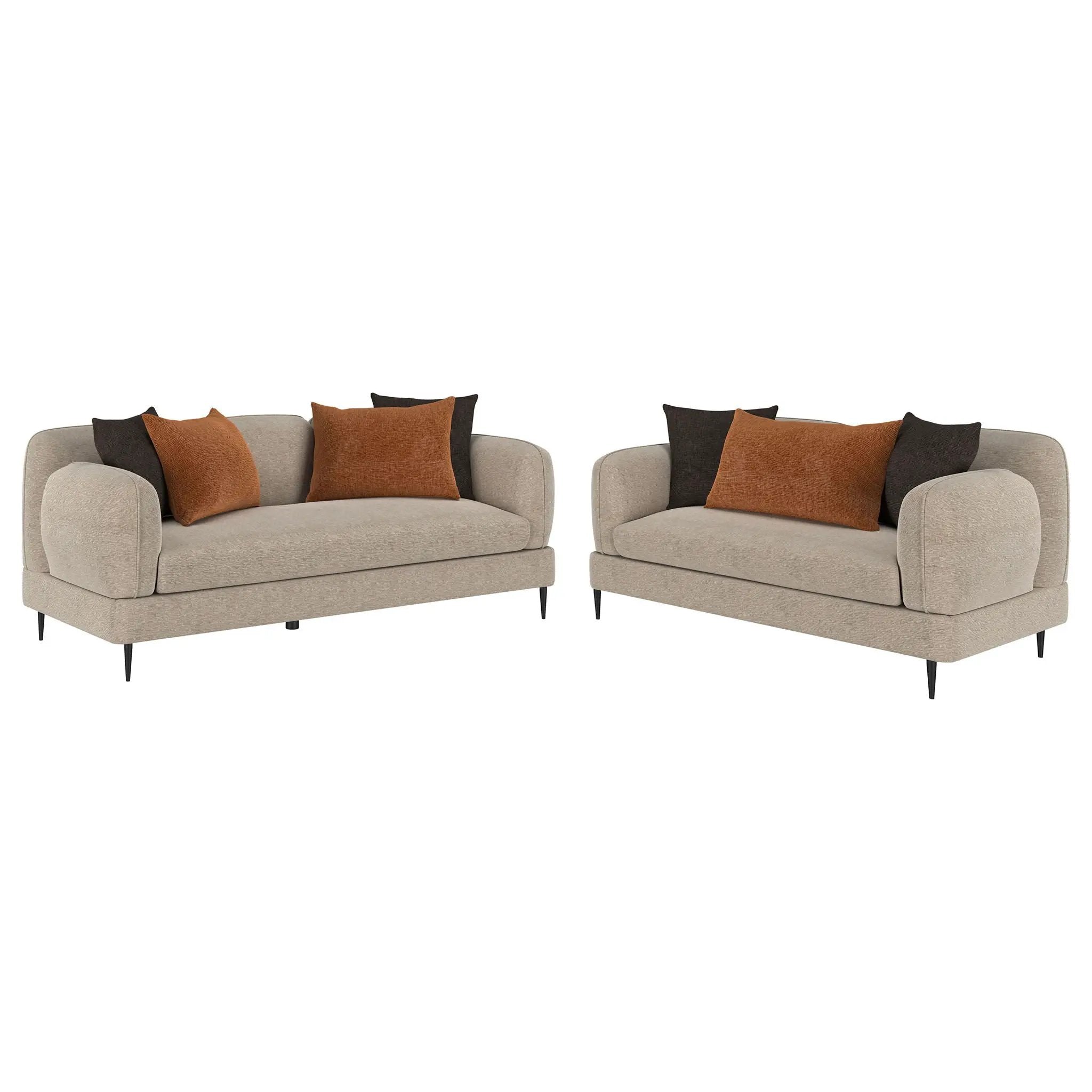 Jade 2-piece Chenille Upholstered Sofa Set Latte by Unique Piece Furniture