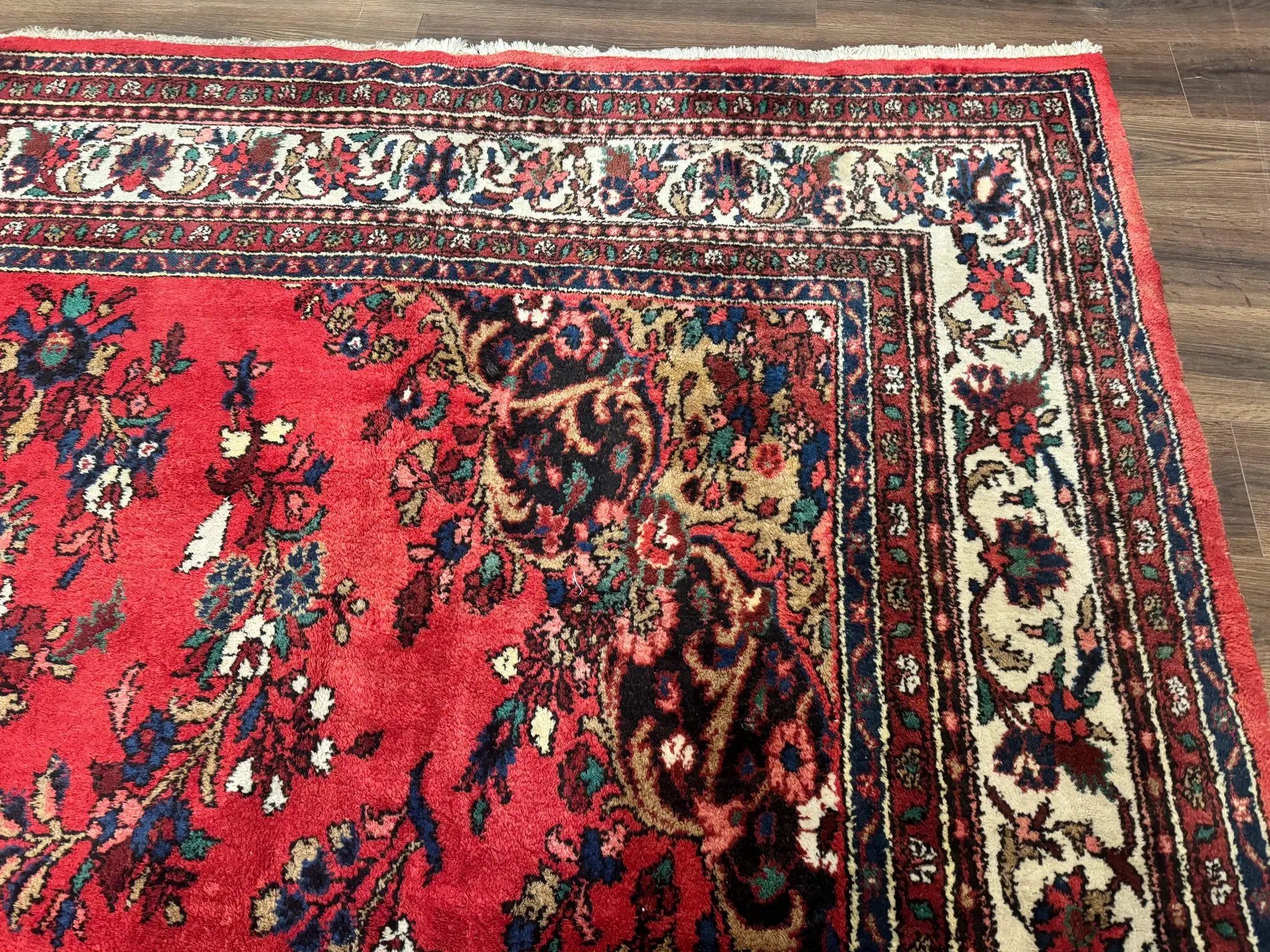 Palace Size Persian Rug 11x18, Red, Bibikabad Rug, Handmade Large Wool Carpet, Persian Hamadan Rug, Dargazin Rug by Jewel Rugs