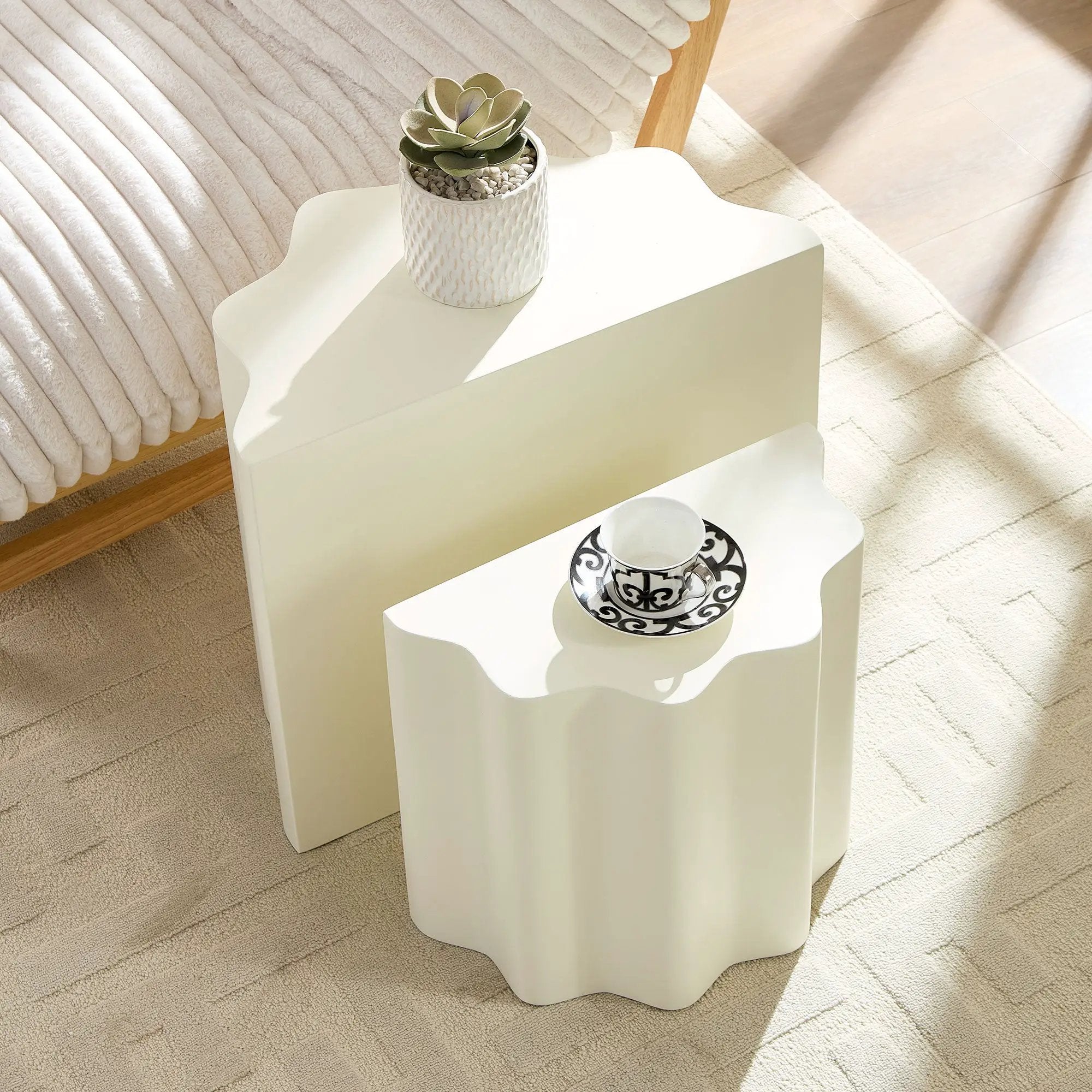 2PCS Set Side Table - Wavy Edges Design by HouseOfZazla