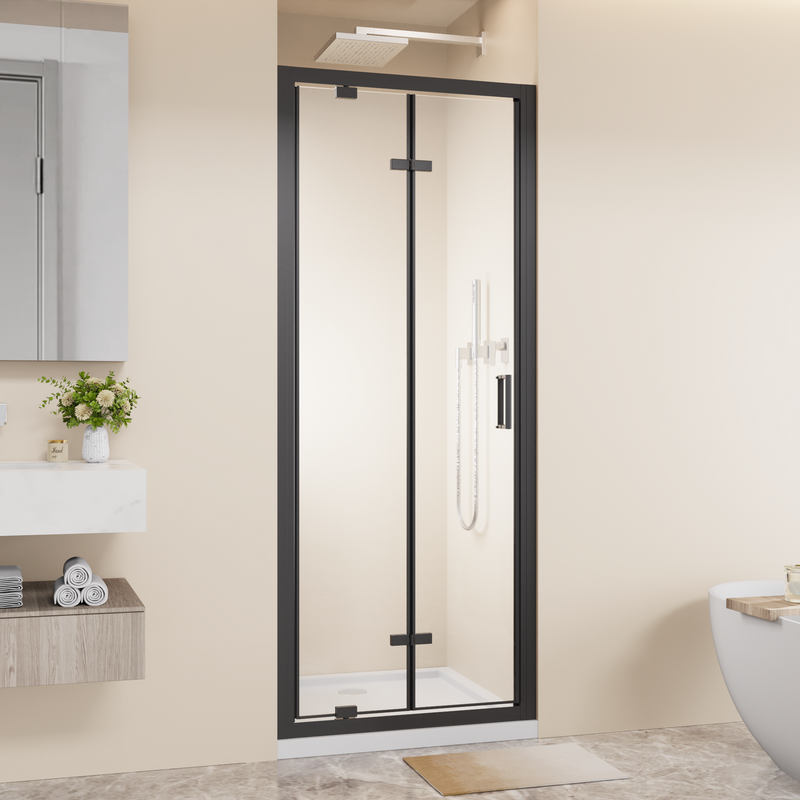 Framed Bi-Fold Pivot Shower Door 30"x72" Space-Saving Folding Shower Enclosure by HouseOfZazla