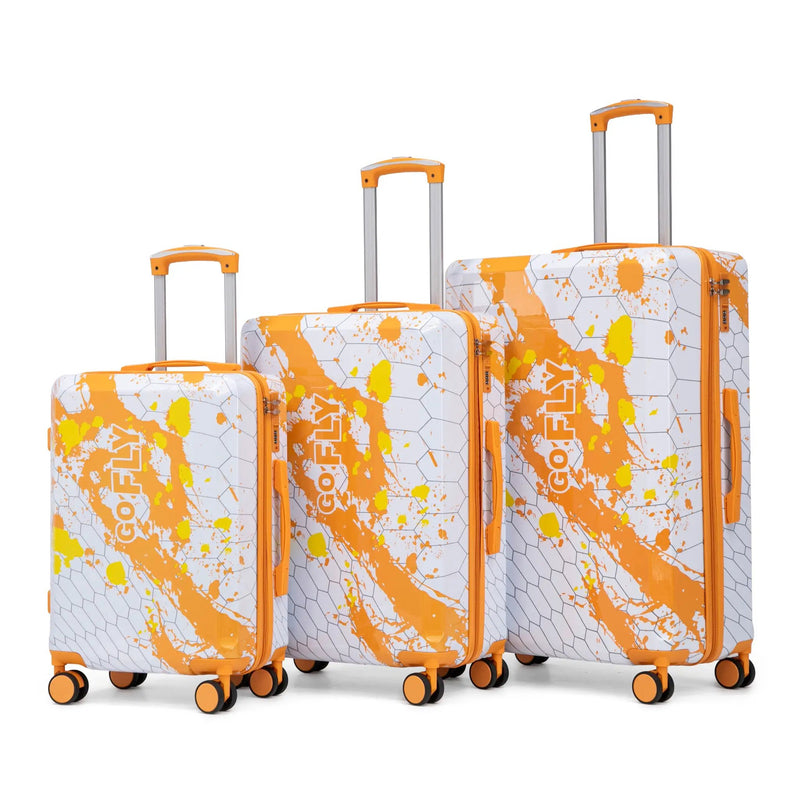 3-Piece PC Spinner Wheel Luggage Set in Orange by HouseOfZazla