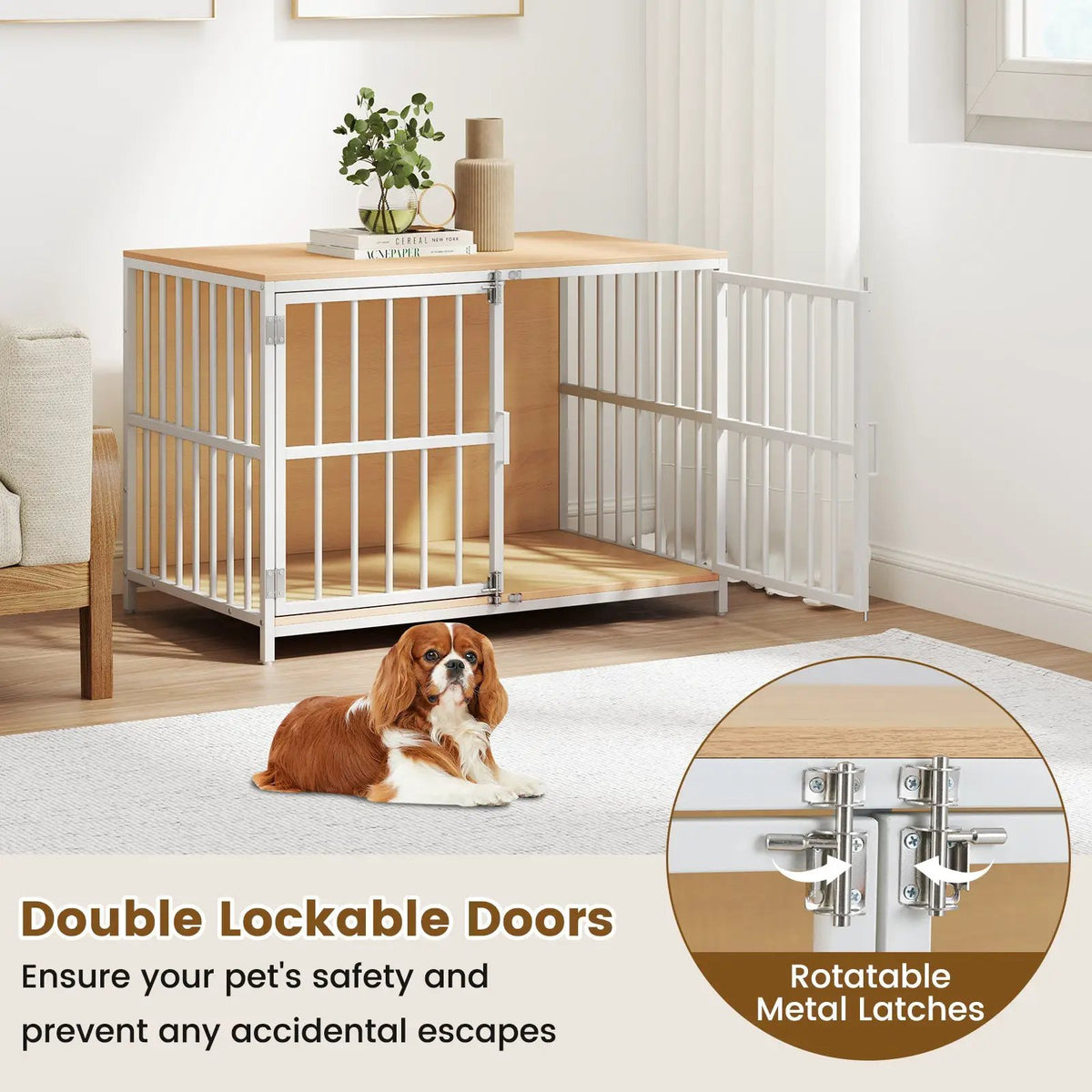 40 Inch Dog Crate Furniture Dog Kennel with Dual Lockable Double Doors, photo 16 of 16