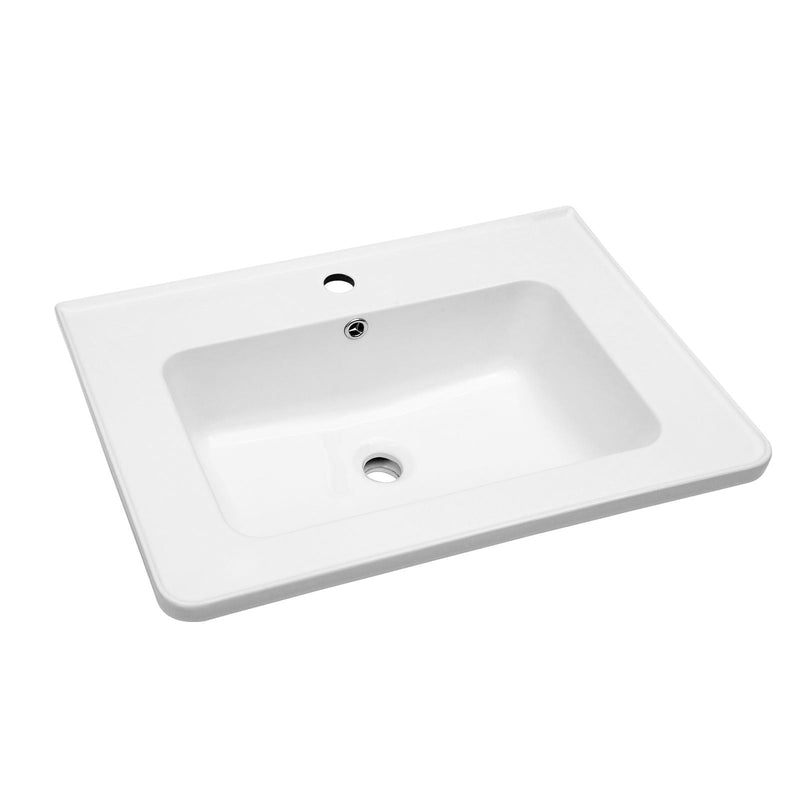 Rectangular Single Vanity Top With 1 Faucet Hole And Overflow, 28 X 19" - White by HouseOfZazla