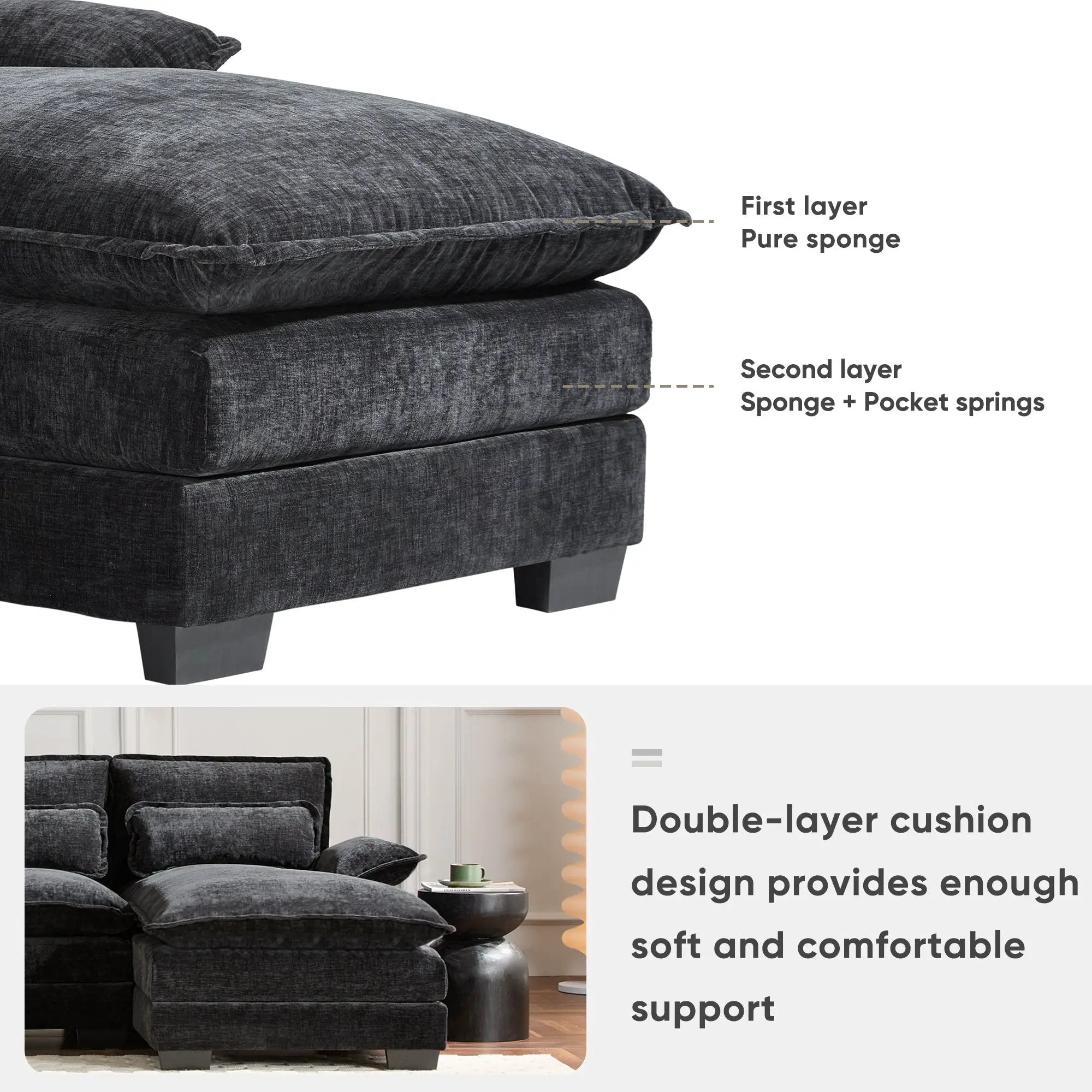 Modern U-Shaped Sectional Sofa with Console and USB Charger by HouseOfZazla