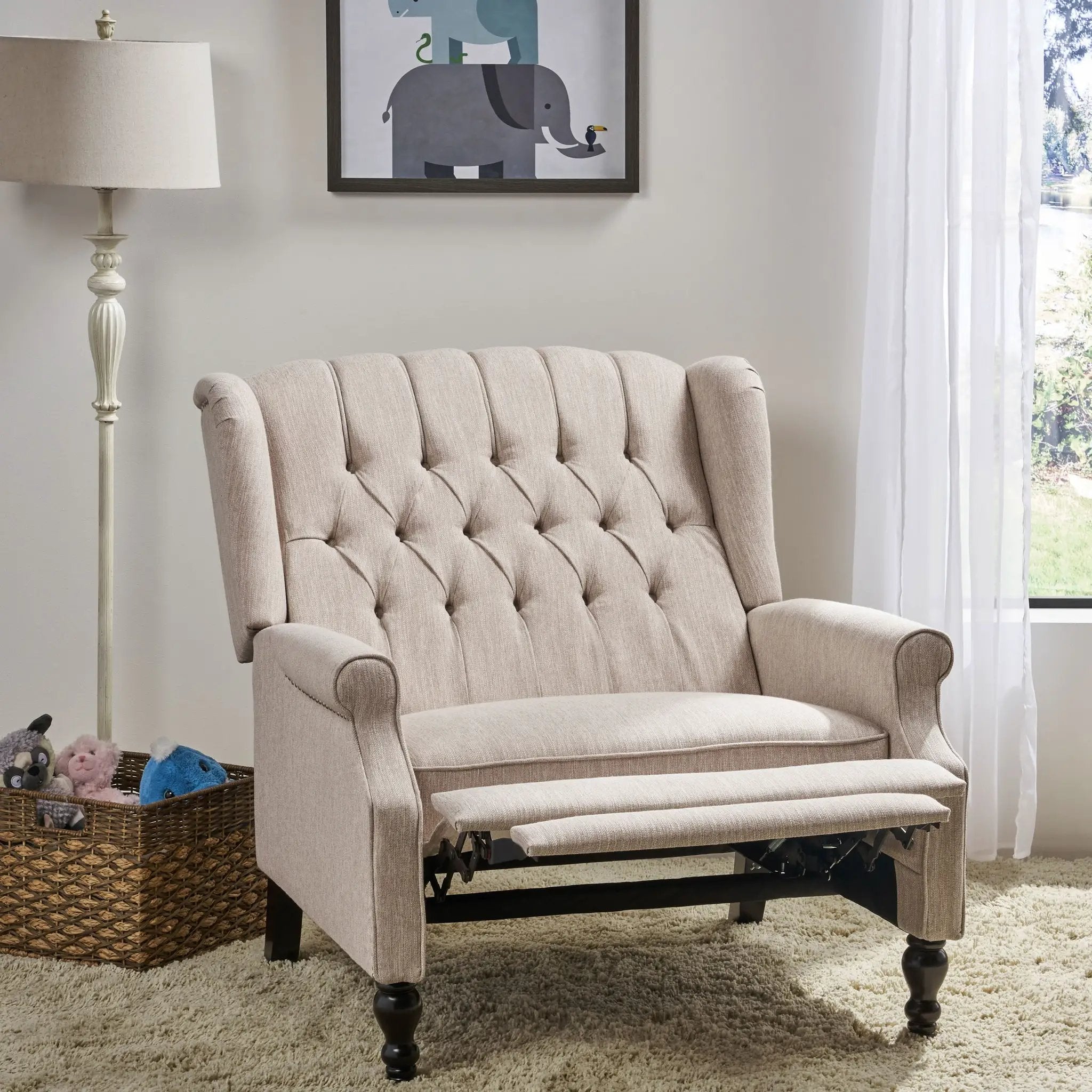 Push Back Recliner Chair Fabric Lounge Armchair by HouseOfZazla