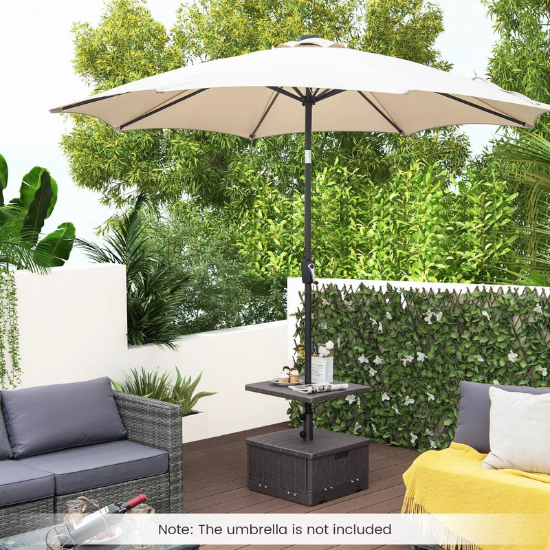 175 LBS Outdoor Fillable Umbrella Base with Table Tray-Brown by DirectDeals