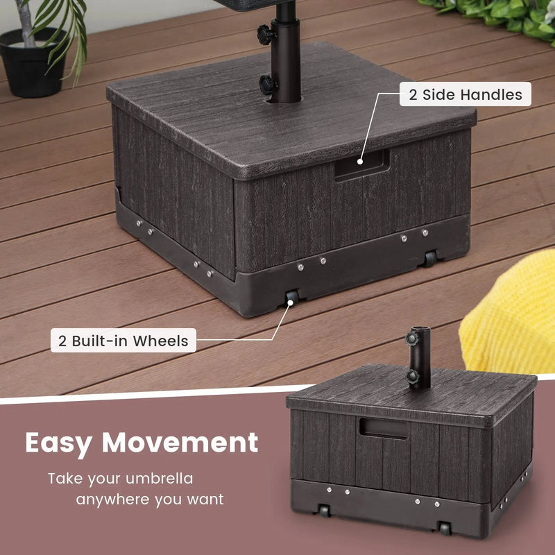 175 LBS Outdoor Fillable Umbrella Base with Table Tray-Brown by DirectDeals