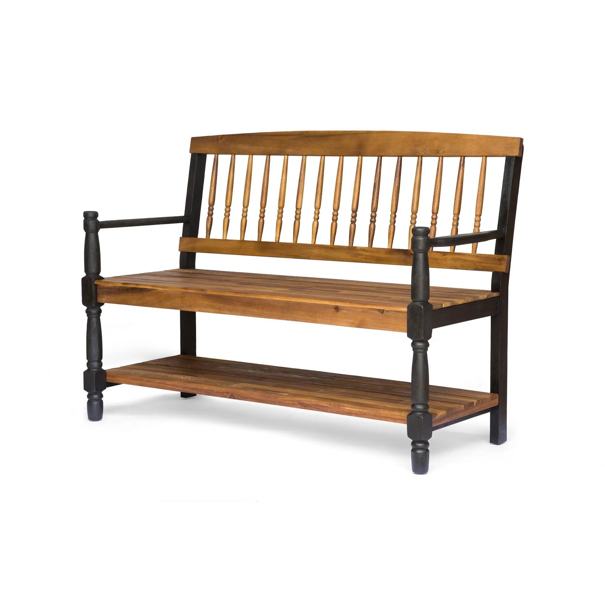 Slatted Bench With Built In Shelf by HouseOfZazla