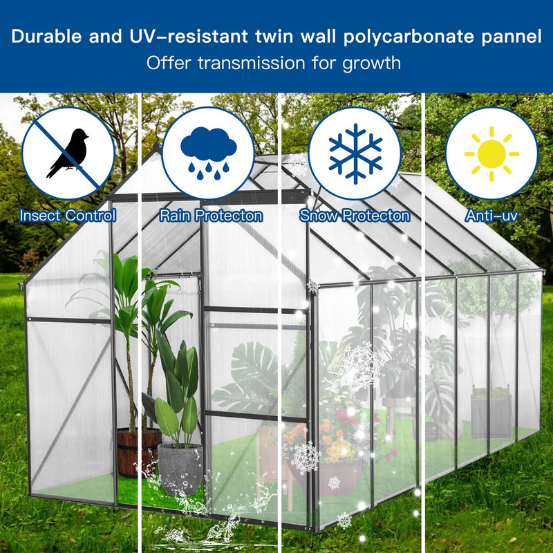 Polycarbonate house Raised Base And Anchor Aluminum Heavy Duty Walk-In houses For Outdoor Backyard In All Season by HouseOfZazla